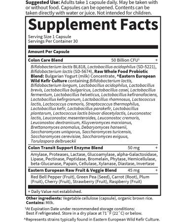 Garden of Life RAW Probiotics Colon Care - 30 Vegetarian Capsules for Digestive Health - Buy Online on GoSupps.com