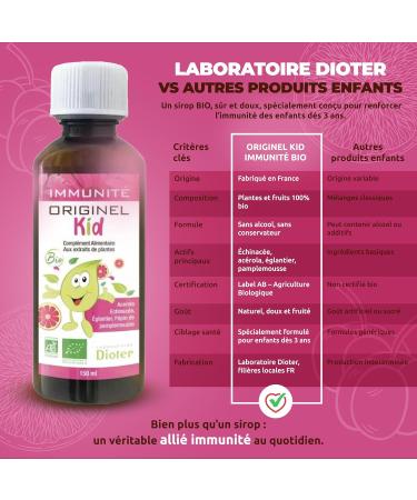 Originel Kid Immunit BIO Multivitamines Enfants D fenses Immunitaires Echinac e glantier P pins de Pamplemousse Ac rola Vitamine C Flacon 150 ml Fabrication Fran aise Laboratoires DIOTER - Buy Online on GoSupps.com
