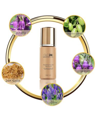 GLO24K Rejuvenating 24k Eye Cream and Serum With 24k Gold Hyaluronic Acid Vitamins A C E - Buy Online on GoSupps.com