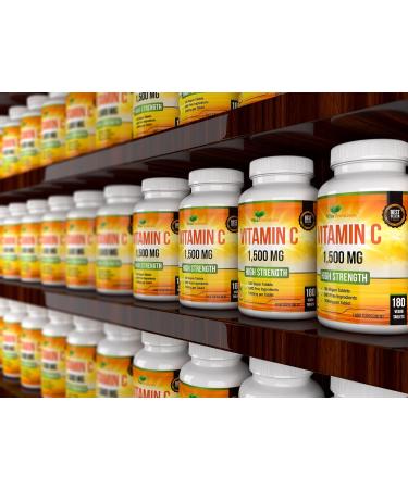 High Strength Vitamin C 1500mg - 180 Vegan Tablets, 6 Month Supply | Made in UK - Buy Online on GoSupps.com