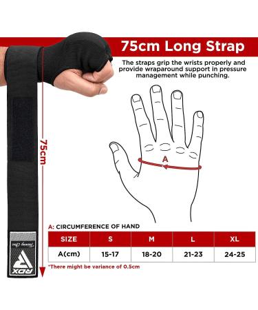 RDX Boxing Hand Wraps Inner Gloves Women Men 75cm Long - Black Large - Buy Online on GoSupps.com