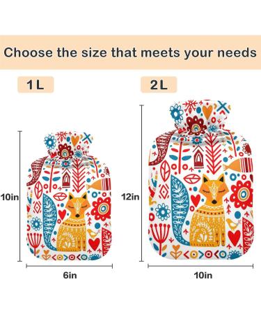 Buy Naanle Hot Water Bottle - Tribal Floral Fox Design | 2L Heat Bottle for Back Pain Relief & Cold Therapy - International Shipping - Buy Online on GoSupps.com
