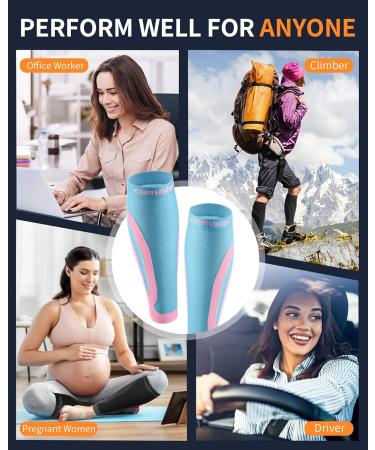 Cambivo Calf Compression Bandage - Support Stockings for Women & Men | L-XL Blue/Pink | Ideal for Sports Running & Swelling Relief - Buy Online on GoSupps.com