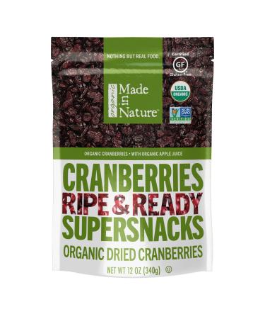 Made in Nature | Organic Dried Cranberries | Sweetened with Apple Juice | Non-GMO, Unsulfured | 12 Ounce Bag 12 Ounce (Pack of 1)