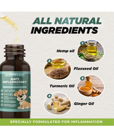 BUDDY'S BEST Anti-Inflammatory for Dogs - All-Natural Joint Pain Relief with Flaxseed Hemp Ginger & Turmeric Oils Soothing Formula 50ml - Buy Online on GoSupps.com