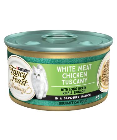 Purina Fancy Feast Medleys White Meat Chicken Tuscany with Long Grain Rice & Garden Greens in a Savoury Sauce Cat Food 24x85g Can
