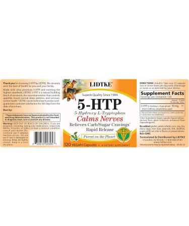 Lidtke 5-HTP 120 Capsules - Premium Dietary Supplement for Mood & Sleep Support | International Shipping Available - Buy Online on GoSupps.com