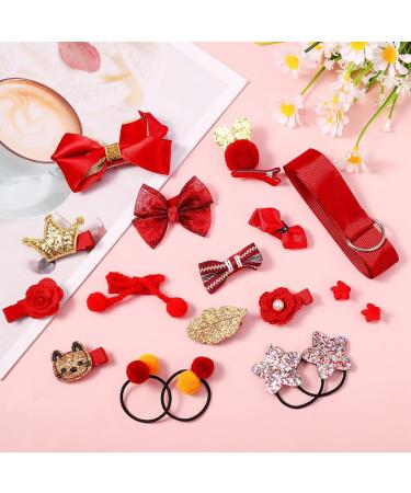 18-Piece Children Hair Bow Clips Set - Red Hair Accessories for Girls - Perfect for Christmas, Birthday, Children's Day Gift - Buy Online on GoSupps.com
