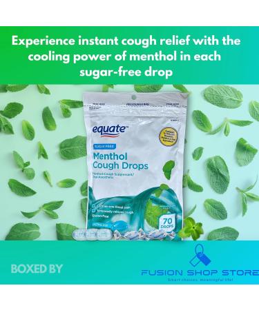 Equate Sugar Free Menthol Cough Drops- 70ct (1 Pack) Set with Fusion Shop Store Box (1) Small - Buy Online on GoSupps.com