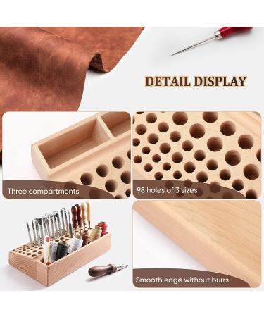 Premium Leather Craft Tool Holder Stand | 98 Holes Wooden Organizer | Large Rack for Punch Tools Storage - Buy Online on GoSupps.com