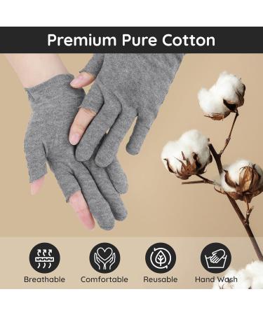 Segbeauty Cotton Gloves - 12 Pairs for Neurodermatitis | Thin Touchscreen Gloves for Women | Gray Exposed Fingers for Dry Hand Repair - Buy Online on GoSupps.com