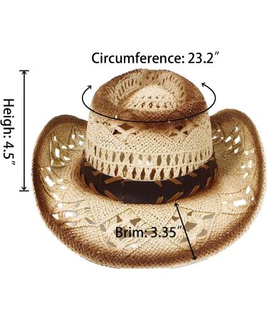 Livingston Men & Women's Woven Straw Cowboy Hat with Hat Band - Blue Bead Beige - Buy Online on GoSupps.com