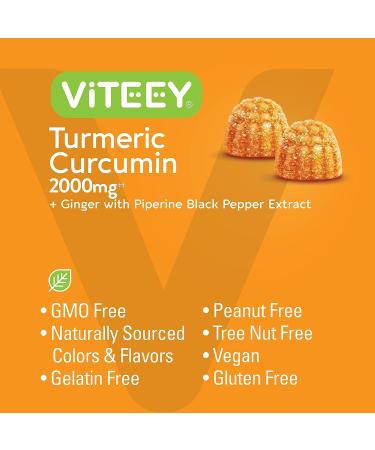 Turmeric Curcumin Gummies with Ginger & Black Pepper - Vegan Pectin Gummy for Adults, Teens & Kids - Peach Flavor 60 Count-2 Pack - Buy Online on GoSupps.com