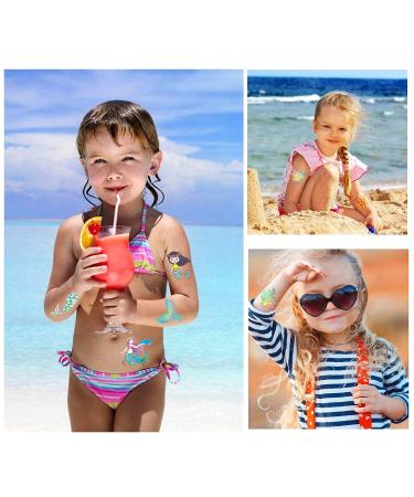 Konsait Glitter Temporary Tattoos for Kids - Mermaid, Unicorn, Butterfly Designs (80pcs) | Perfect for Girls Birthday Party Favors and Goodie Bags - Buy Online on GoSupps.com