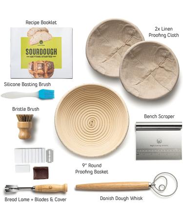 Sourdough Starter Kit - 2 Banneton Bread Proofing Baskets  Whisk  Lame  Scraper  Brushes  Cloth - Ultimate Bread Baking Supplies - Buy Online on GoSupps.com