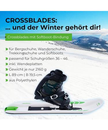 Crossblades Soft Boat Snowshoes - 3-in-1 Snowshoe for Climbing Driving & Gliding | White 36-46 | Ultimate Skiing & Hiking Solution - Buy Online on GoSupps.com