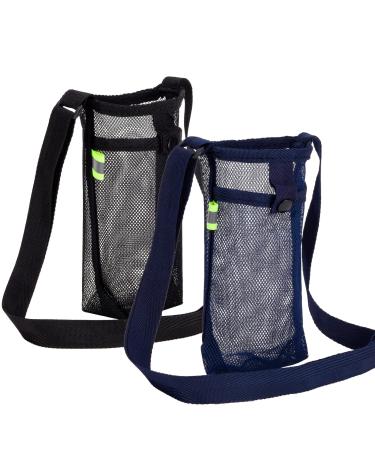 Tainehs Water Bottle Holder Water Bottle Carrier with Adjustable Shoulder Strap Beach Bottle Bag Water Bottle Sling Dog Water Bottle Sleeve for Sports Gym Hiking Camping Walking Black/Navy blue - Buy Online on GoSupps.com