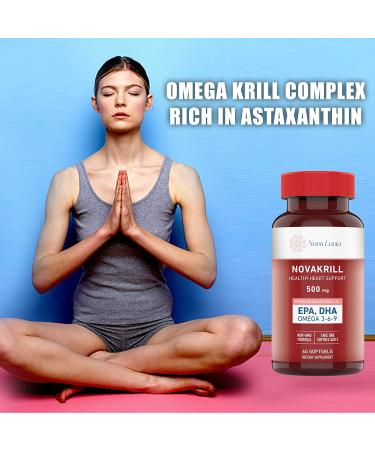 Premium Krill Oil Omega 3 6 9 Supplement - 60 Burpless Red Softgels with EPA, DHA, Astaxanthin - 1000mg per Serving, No Fishy Aftertaste - Buy Online on GoSupps.com