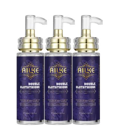 AILKE BOOST LUSTER AILKE Double Glutathione Super Skin Whitening Serum Dark Spot Corrective Serum Moisturizing Illuminating Even Skin Tone For Face and Body 100ml Pack of 3 3 pieces