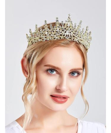 SH Gold Queen Crown for Women - Rhinestone Wedding Tiara Headband - Buy Online on GoSupps.com