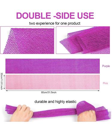 African Exfoliating Net Sponge Set - Long Bath Sponge and Towel Combo in Pink Purple | Nylon Net Wash Cloths for Shower - Multipurpose Back Scrubber - Buy Online on GoSupps.com