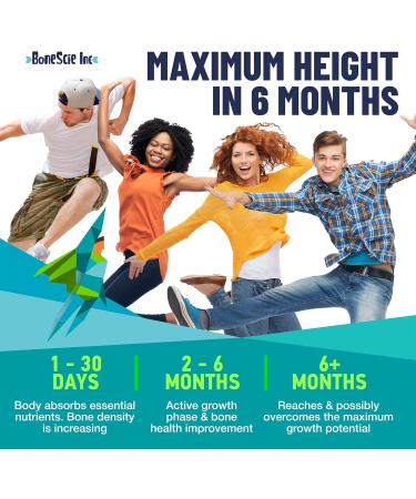 BONESCIE INC - Height Growth Maximizer - Made in USA - Natural Height Increase Booster & Bone Growth Pills - Grow Taller Supplement for Adults Teens & Kids - Vitamins for Boys & Girls to Get Taller - 120 capsules - Buy Online on GoSupps.com