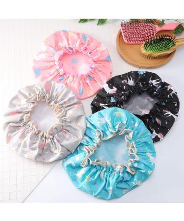 Phoetya 4 Pack Unicorn Shower Caps Double Layer Waterproof Shower Hat Reusable Elastic Band Bath Caps Perfect for Women and Girls Shower Spa - Buy Online on GoSupps.com