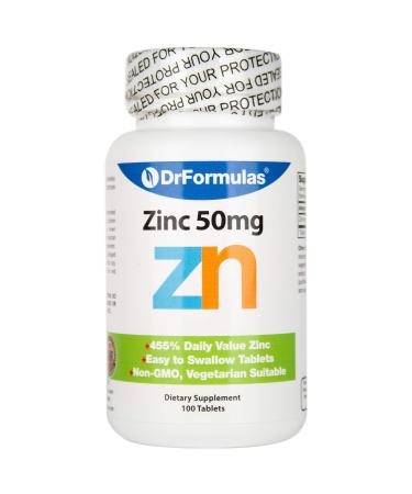 DrFormulas Zinc for Acne 50mg Supplement with Chelated Zinc Oxide Citrate 100 Day Supply (Tablets Not Lozenges Gluconate or Picolinate)