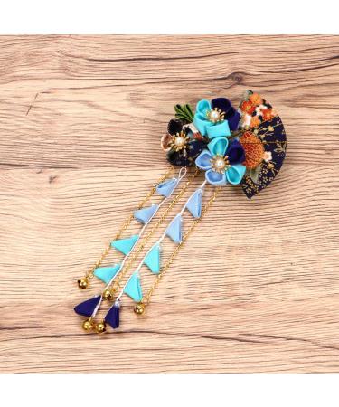 Japanese Hair Clip | Tsumami Hairpin | Kimono Hair Tie | Blue Japanese Hair Accessories | International Shipping Available - Buy Online on GoSupps.com