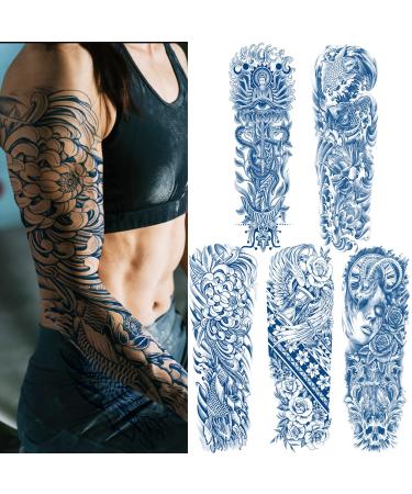 Aresvns Semi Permanent Sleeve Tattoo for Women and Men  Realistic Temporary Tattoos Full Arm Waterproof & Long-Lasting 2-3 Weeks Christmas Gift