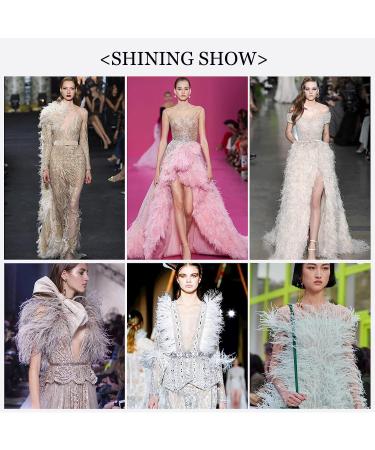 THARAHT Light Blue Ostrich Feather Trim 2 Yard - 4-6 inch Sewing Fringe for DIY Dress Sewing, Craft, Latin Wedding Decor - Buy Online on GoSupps.com