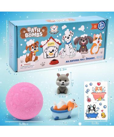 Puppy Bath Bombs Gift Set for Kids - 8PCS Organic Fizz Bath Bombs with Surprise Toys Inside | Dog Stickers | Bubble Bath Spa Birthday Gift for Boys, Girls, Women | Dog Figurines Bath Toy Included - Buy Online on GoSupps.com
