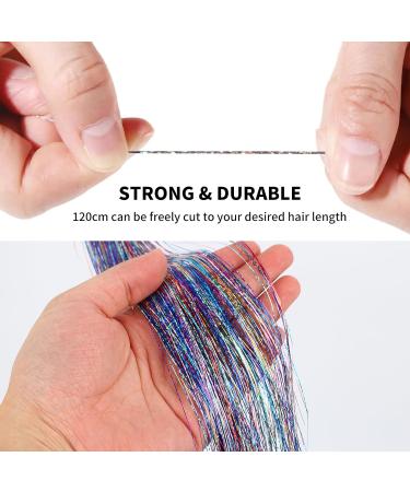 600 Strand Hair Tinsel Extensions Kit - Sparkling Glitter Hair Extensions for Women & Girls - Heat Resistant - 48 Inch Length - Mixed Colors - Buy Online on GoSupps.com