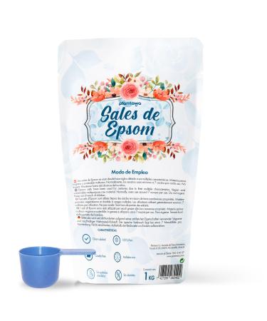 PLANTAWA Epsom Salt 1 kg | Pure Magnesium Sulphate, Soothing Aromatherapy, Relaxing and Foaming Bath, Free from Toxins and Ad