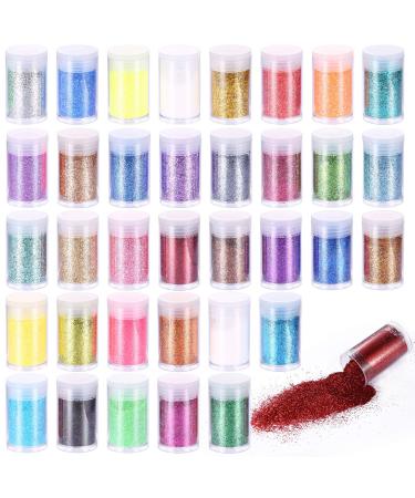 Aokyom 36 colors glitter powder set glitter tinker glitter powder colored glitter powder to sprinkle children glitter powder for nail nail art cards face handicrafts decoration 36 color