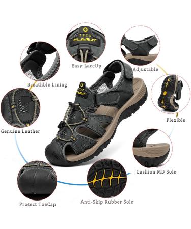 Flarut Men's Outdoor Sandals - Summer Hiking Shoes & Casual Sneakers - Leather Beach Trekking Sandals 47 EU Gray - Buy Online on GoSupps.com