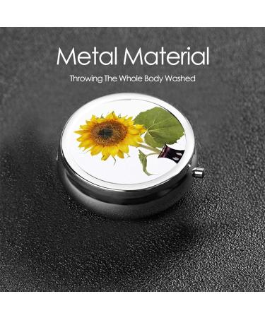 Bloom Sunflower Mini Round Pill Box | 3 Compartment Portable Pill Organizer for Travel Home & Office - Buy Online on GoSupps.com