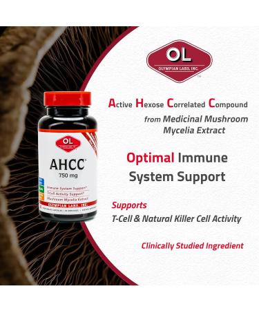 Olympian Labs Premium AHCC Supplement - 750mg Capsules for Immune Health & Liver Function - 30 Count - Buy Online on GoSupps.com