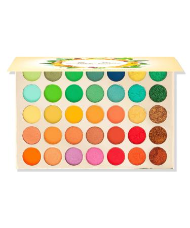 Alice+Jane 35 Color High Pigment Eyeshadow Palette with Glitter and Cream Citrus Oasis