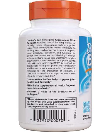 Doctor's Best Synergistic Glucosamine MSM Formula - 180 Capsules for Joint Health - Buy Online on GoSupps.com