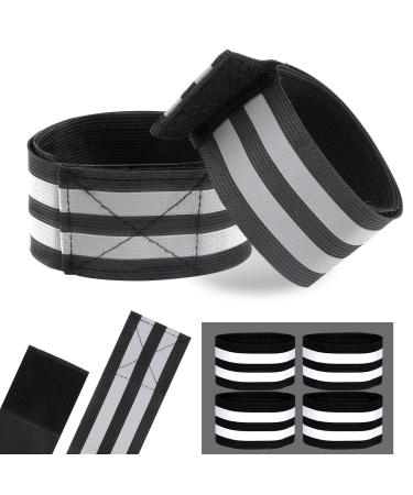 Tikplus reflector band elastic bicycle reflective ligaments Velcro fastener reflector tapes safety light band for outdoor jogging stroller cycling running hiking 6 black