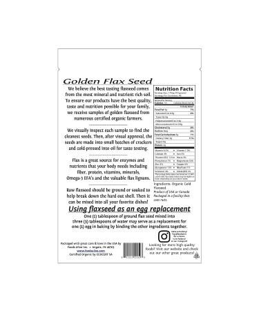 Organic Golden Flax Seeds 16oz (2-Pack) - Fresh Nutty Flavor, Non-GMO, Raw, Vegan, Gluten-Free, Kosher | Foods Alive - Buy Online on GoSupps.com