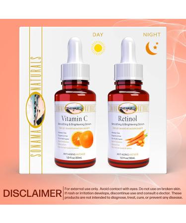 Vitamin C & Retinol Serum for Face - 1 oz Two-Pack | Day & Night Anti-Aging Kit | Smoothing Facial Serum for All Skin Types - Buy Online on GoSupps.com