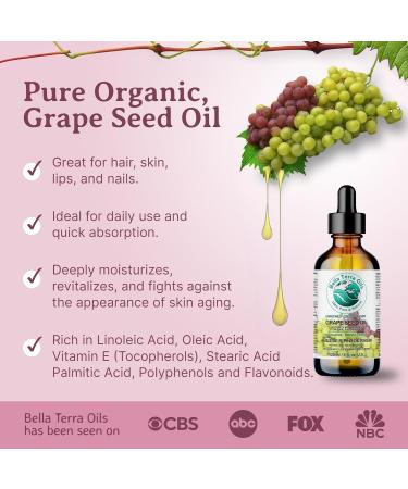 Pure Grape Seed Oil 236 ml Antioxidant-Rich Lightweight Radiant Skin Frizz-Free Hair Silky Touch Bella Terra Oils 236 ml (Pack of 1) - Buy Online on GoSupps.com