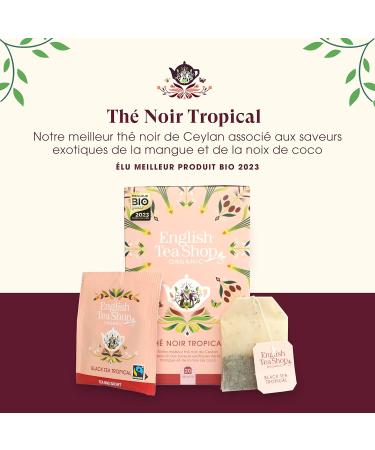 English Tea Shop - Organic Tropical Black Tea - 20 bags - Fairtrade organic black tea with coconut cocoa mango and - Buy Online on GoSupps.com