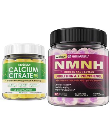 1P NAD+ Supplement for Women & Men NMNH Gummies + 2P Calcium Citrate Gummies 1200mg