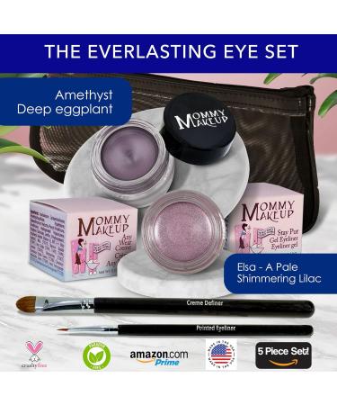 Everlasting Eye 5 Piece Waterproof Makeup Set | Gel Eyeliner Creme Eyeshadow Brushes & Mesh Bag | Paraben-Free Talc-Free Cruelty-Free | Elsa/Amethyst - Buy Online on GoSupps.com