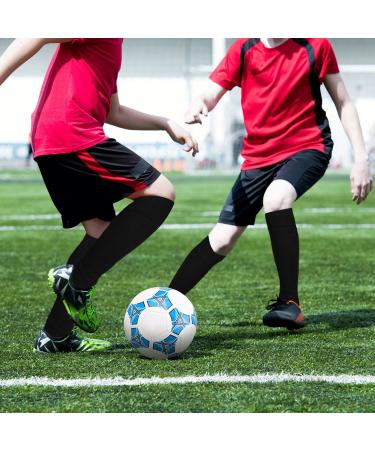 TSHAOUN Kids Football Socks - 2 Pairs Elastic & Breathable Sports Socks for Boys & Girls (130-150cm Up to 35cm Calf Circumference) - Black - Buy Online on GoSupps.com