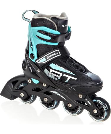 Raven Adjustable 2-in-1 Inline & Ice Skates - Professional ABEC7 Shock Absorbing Triple Foam Black/Mint (Size 38-42) - Buy Online on GoSupps.com