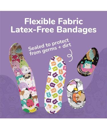 Squishmallow Bandage Kit - Cute Latex-Free Bandaids for Kids & Infants Assorted Pack with Travel Tin - 100CT - Buy Online on GoSupps.com